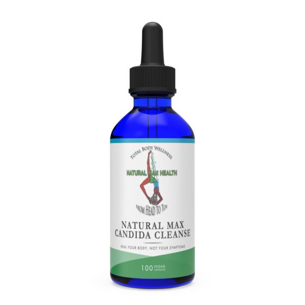 Natural Max Candida Cleans 2—front of bottle label.