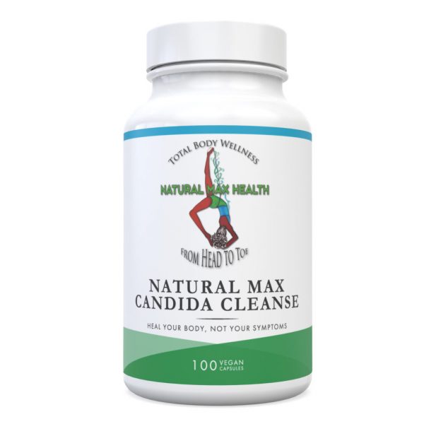 Natural Max Candida Cleanse capsules front of bottle label.