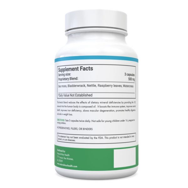 Maximum Cell Nutrition— back of bottle ingredients label.