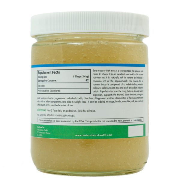 Sea Moss—back of jar ingredients label.