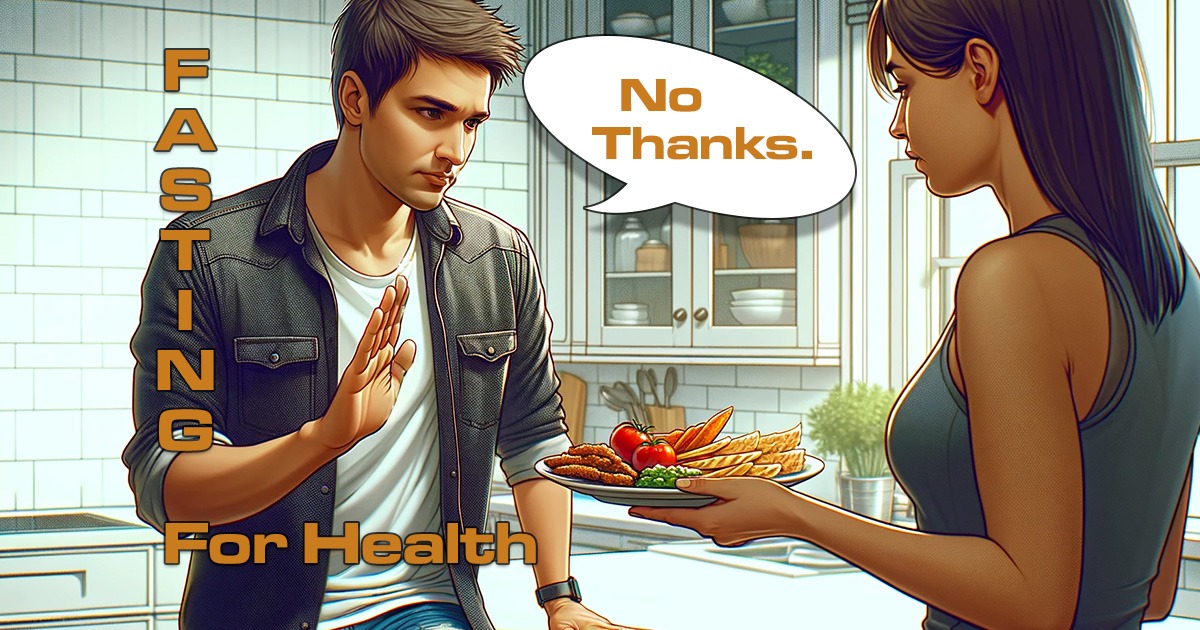 The Art of Fasting. image of a young man refusing food from his girlfriend because he is fasting.